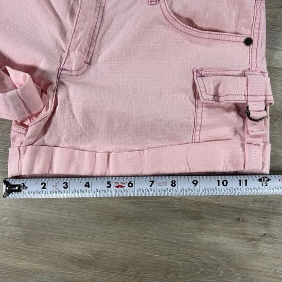 Mudd Size 13 Pink Cargo Shorts Cuffed Stretch Ripstop Midrise Y2K 90s - Picture 12 of 12